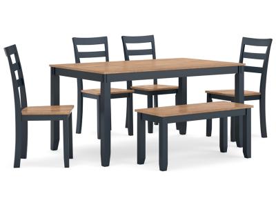 Signature Design by Ashley® Gesthaven Dining Table with 4 Chairs and Bench (Set of 6) - D399-325