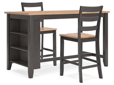 Signature Design by Ashley® Gesthaven Counter Height Dining Table and 2 Barstools - D396D3