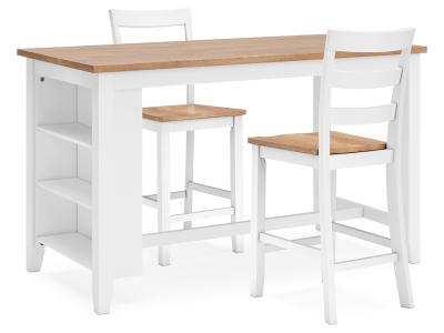 Signature Design by Ashley® Gesthaven Counter Height Dining Table and 2 Barstools - D398D3
