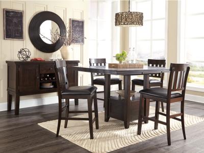 Signature Design by Ashley® Haddigan Counter Height Dining Table 4 Barstools and Server - D596D8