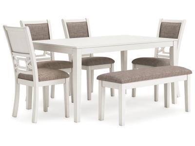 Signature Design by Ashley® Erinberg Dining Table and 4 Chairs and Bench (Set of 6) - D423-325