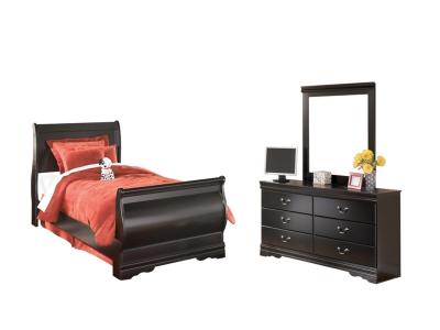 Signature Design by Ashley® Huey Vineyard Twin Sleigh Bed with Mirroed Dresser and Nightstand - B128B13