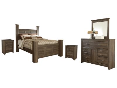 Signature Design by Ashley® Juararo Queen Poster Bed with Mirrored Dresser and 2 Nightstands - B251B17