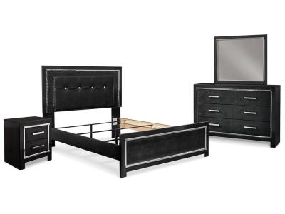 Signature Design by Ashley Kaydell Queen Upholstered Panel Bed Dresser Mirror and Nightstand - B1420B22