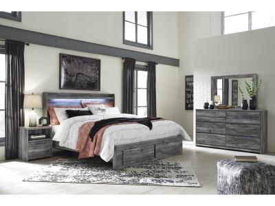 Signature Design by Ashley® Baystorm King Panel Storage Bed with Mirrored Dresser and Nightstand - B221B36