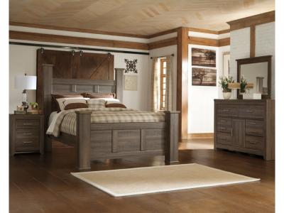 Signature Design by Ashley® Juararo Queen Poster Bed with Mirrored Dresser and Nightstand - B251B22