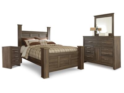 Signature Design by Ashley® Juararo Queen Poster Bed with Mirrored Dresser and Nightstand - B251B22