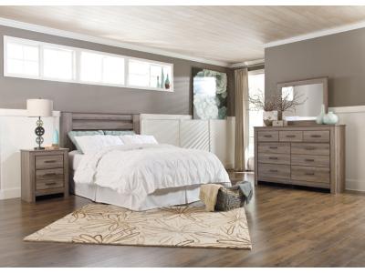Signature Design by Ashley® Zelen Queen Panel Headboard Bed with Mirrored Dresser and Nightstand - B248B7