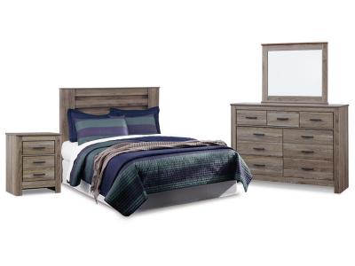 Signature Design by Ashley® Zelen Queen Panel Headboard Bed with Mirrored Dresser and Nightstand - B248B7