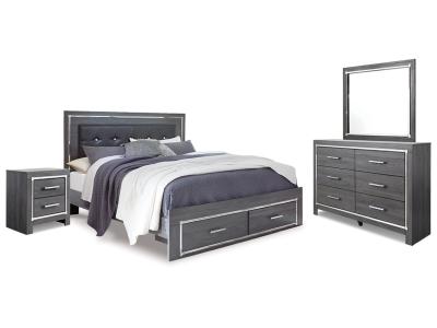 Signature Design by Ashley® Lodanna King Panel Storage Bed with Mirrored Dresser and Nightstand - B214B17