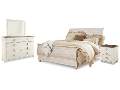 Signature Design by Ashley® Willowton King Sleigh Bed, Dresser, Mirror and Nightstand - B267B33