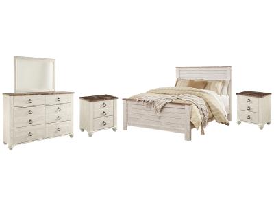 Signature Design by Ashley® Willowton Queen Panel Bed, Dresser, Mirror and 2 Nightstands - B267B35