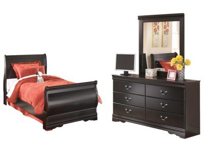 Signature Design by Ashley® Huey Vineyard Twin Sleigh Bed with Dresser and Mirror - B128B7