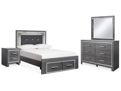 Signature Design by Ashley® Lodanna Full Upholstered Panel Storage Bed, Dresser, Mirror, and Nightstand - B214B23