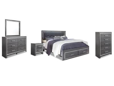 Signature Design by Ashley® Lodanna King Upholstered Storage Bed, Dresser, Mirror, Chest, and Nightstand - B214B25