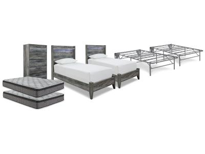 Signature Design by Ashley® Baystorm 2 Twin Panel Beds, 2 Mattresses, 2 Foundations, and Chest - B221B45