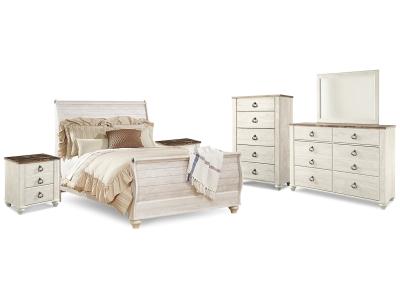 Signature Design by Ashley® Willowton Queen Sleigh Bed, 2 Dressers, Mirror, Chest and 2 Nightstands - B267B39