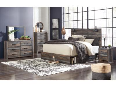 Signature Design by Ashley® Drystan King Panel Bed with Storage, Dresser, Mirror, Chest and 2 Nightstands - B211B66