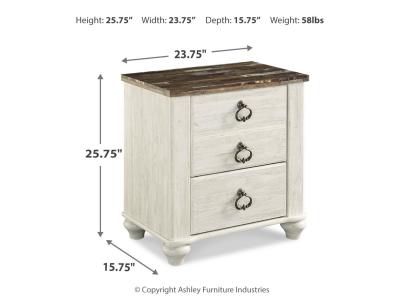 Signature Design by Ashley® Willowton Full Panel Bed, Dresser, Mirror, 2 Chests and nightstand - B267B40