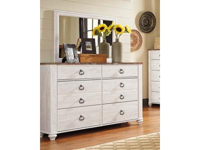 Signature Design by Ashley® Willowton Full Panel Bed, Dresser, Mirror, 2 Chests and nightstand - B267B40