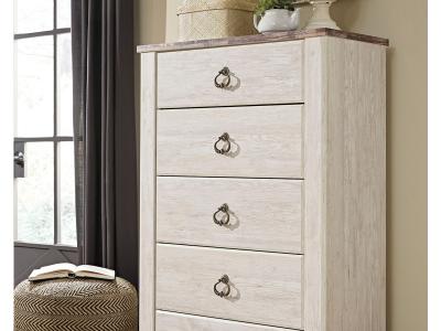 Signature Design by Ashley® Willowton Full Panel Bed, Dresser, Mirror, 2 Chests and nightstand - B267B40