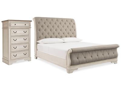 Signature Design by Ashley® Realyn Queen Upholstered Sleigh Bed and Chest - B743B29