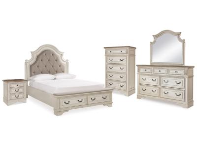 Signature Design by Ashley® Realyn Queen Upholstered Bed, Dresser, Mirror, Chest and Nightstand - B743B30