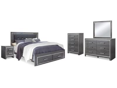 Signature Design by Ashley® Lodanna King Upholstered Storage Bed, Dresser, Mirror, Chest and 2 Nightstands - B214B29