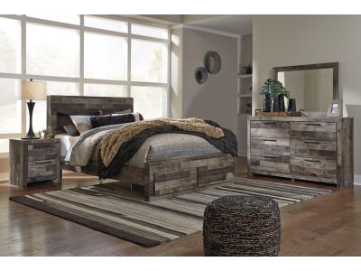 Signature Design by Ashley Derekson Queen Panel Storage Bed Dresser Mirror and 2 Nightstands - B200B49