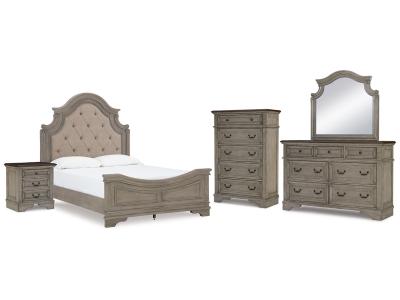 Signature Design by Ashley® Lodenbay Queen Upholstered Panel Bed, Dresser, Mirror, Chest and Nightstand - B751B9