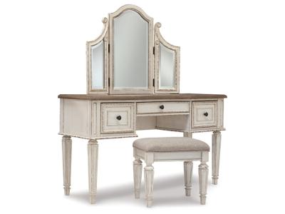 Signature Design by Ashley® Realyn Queen Upholstery Panel Bed, Dresser, Chest, Nightstand, and Vanity Set - B743B35