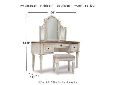 Signature Design by Ashley® Realyn Queen Upholstery Panel Bed, Dresser, Chest, Nightstand, and Vanity Set - B743B35
