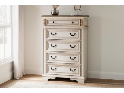 Signature Design by Ashley® Realyn Queen Upholstery Panel Bed, Dresser, Chest, Nightstand, and Vanity Set - B743B35