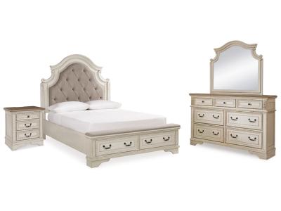 Signature Design by Ashley® Realyn Queen Upholstery Panel Bed, Dresser, Mirror and Nightstand - B743B36