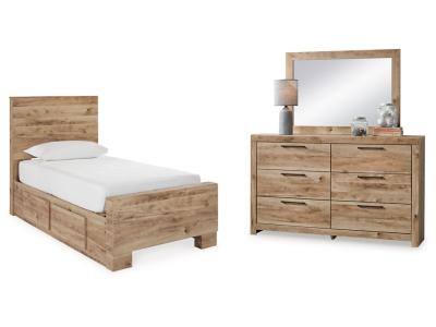 Signature Design by Ashley® Hyanna Twin Panel Bed with 2 Side Storage, Dresser and Mirror - B1050B30