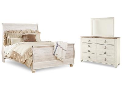 Signature Design by Ashley® Willowton Queen Sleigh Bed, Dresser and Mirror - B267B7