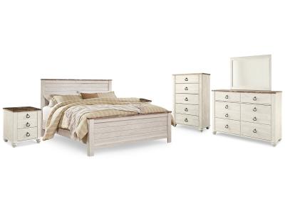 Signature Design by Ashley® Willowton King Panel Bed, Dresser, Mirror, Chest and 2 Nightstands - B267B45