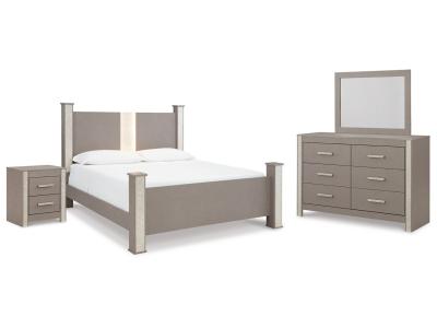 Signature Design by Ashley® Surancha King Poster Bed, Dresser, Mirror and Nightstand - B1145B12