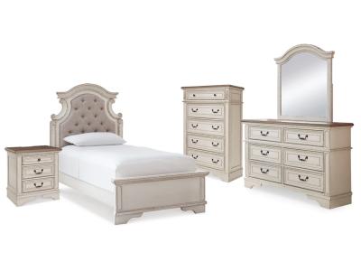 Signature Design by Ashley® Realyn Twin Panel Bed, Dresser, Mirror, Chest and Nightstand - B743B44