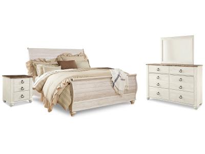 Signature Design by Ashley® Willowton King Sleigh Bed, Dresser, Mirror and 2 Nightstands - B267B46
