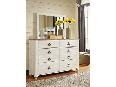 Signature Design by Ashley® Willowton King Sleigh Bed, Dresser, Mirror and 2 Nightstands - B267B46