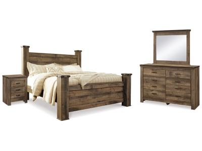 Signature Design by Ashley® Trinell King Poster Bed, Dresser, Mirror and Nightstand - B446B75