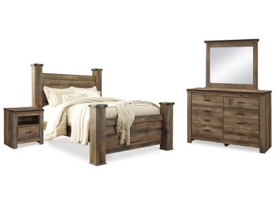 Signature Design by Ashley® Trinell Queen Poster Bed, Dresser, Mirror and Nightstand - B446B76