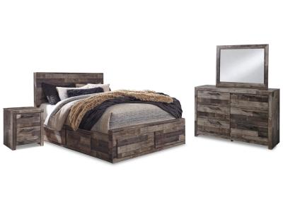 Signature Design by Ashley Derekson Queen Panel Storage Bed Dresser Mirror and 2 Nightstands - B200B61