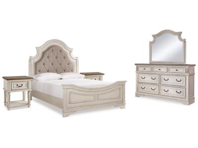 Signature Design by Ashley® Realyn Queen Upholstered Panel Bed, Dresser, Mirror and 2 Nightstands - B743B49