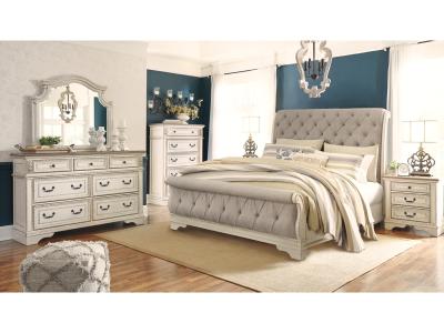 Signature Design by Ashley® Realyn King Upholstered Sleigh Bed, Dresser, Mirror and 2 Nightstands - B743B51