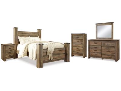Signature Design by Ashley® Trinell Queen Poster Bed, Dresser, Mirror, Chest and 2 Nightstands - B446B80