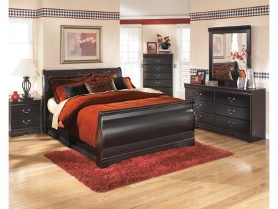 Signature Design by Ashley® Huey Vineyard Full Sleigh Bed Dresser Mirror Chest and Nightstand - B128B42