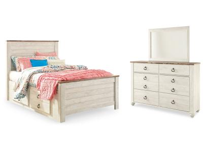 Signature Design by Ashley® Willowton Full Panel Bed with Storage, Dresser and Mirror - B267B52