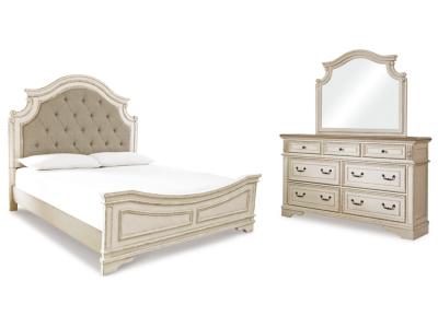 Signature Design by Ashley® Realyn King Upholstered Panel Bed, Dresser and Mirror - B743B52